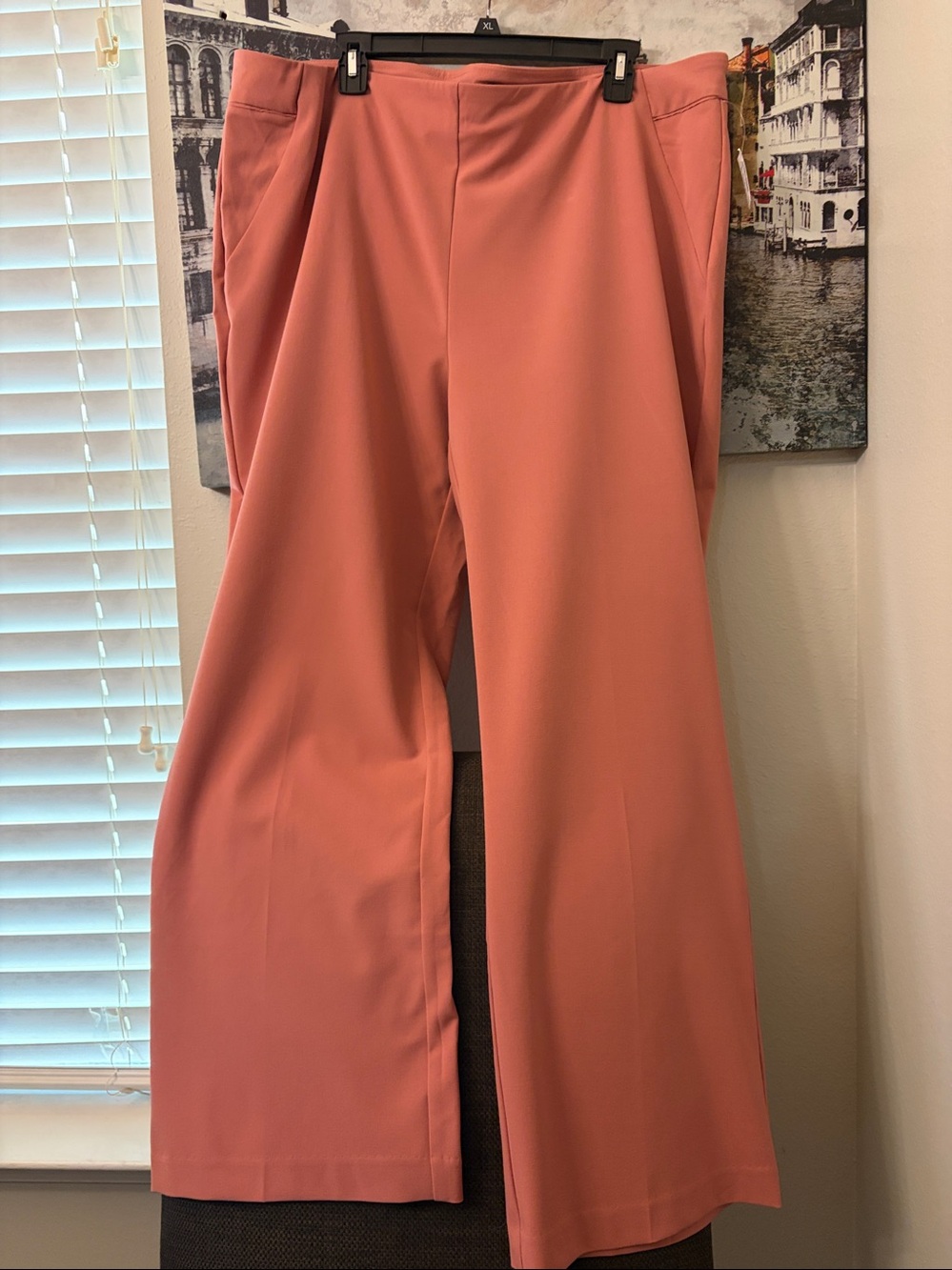 Roz & Ali Dusty Coral Wide-Leg Pants, Ponte Trousers 18W(salmon color) - Picture 5 of 13